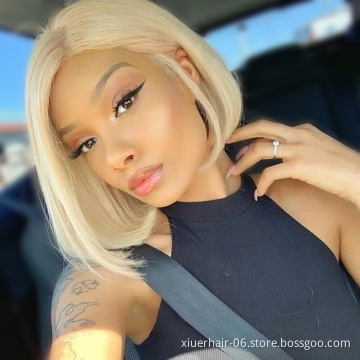 Wholesale Remy 100% Human Hair Wig Glueless Virgin Natural Short Blonde Brazilian Hd Human Hair Full Lace Wig For Black Women